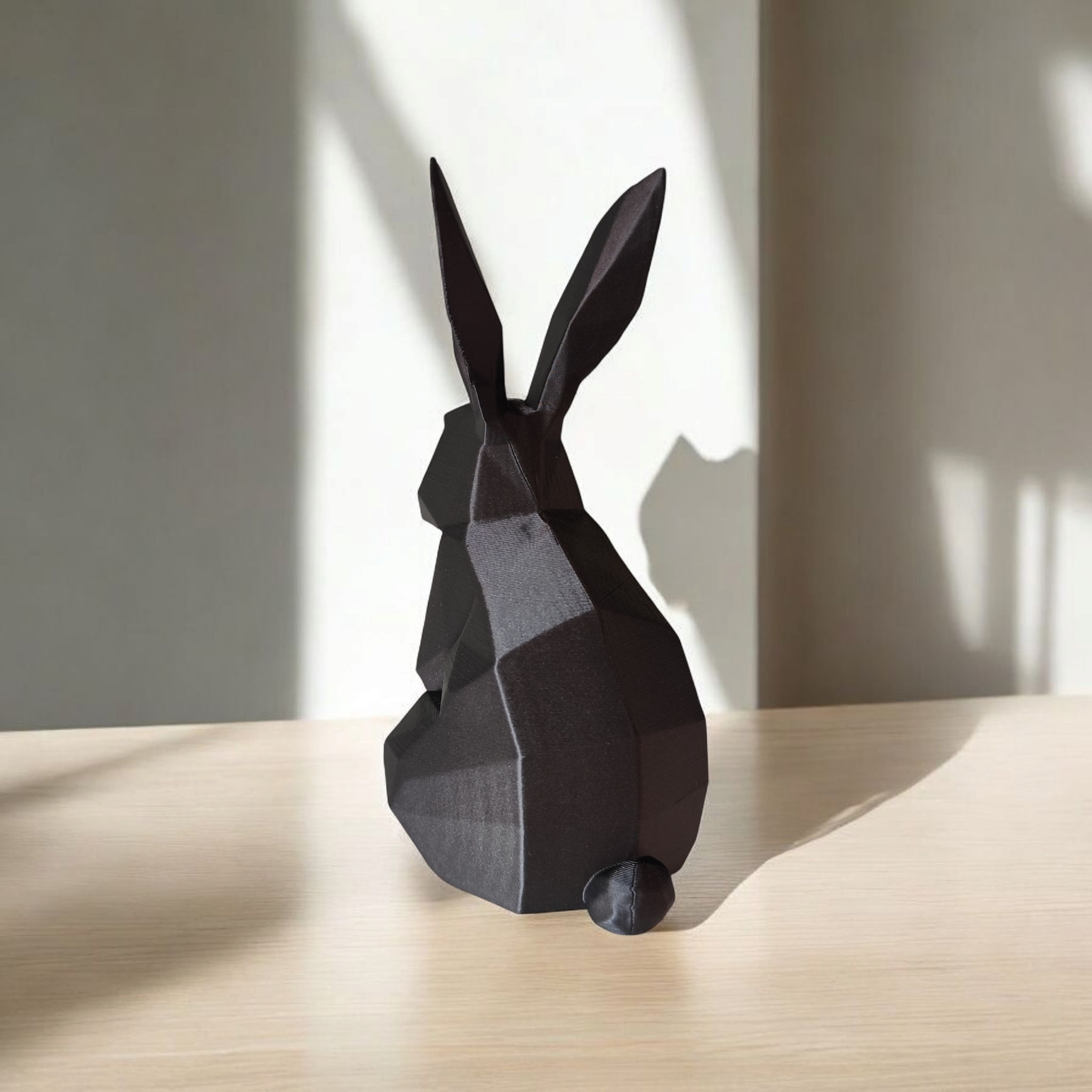 Minimalist Low Poly Rabbit Sculpture - Side View